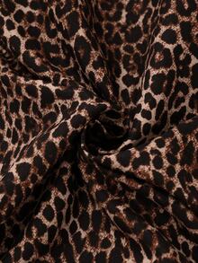 Glimmora Women's Spring Autumn French Vintage Leopard Print Casual Lazy Vacation Style Small Collar Long Sleeve Button Design Dress - Brown - View 8