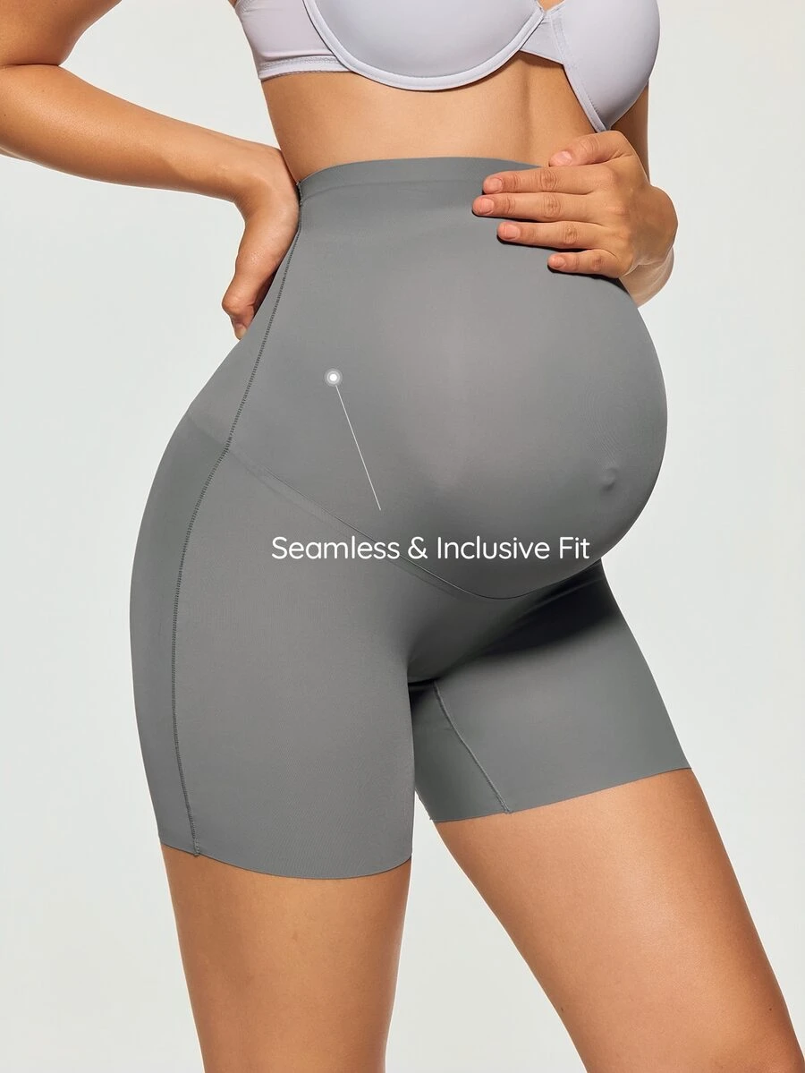 SHAPORA 1pc Maternity Solid Color Seamless High Waist Fitted Comfortable Panties - Dark Grey - View 1