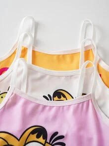 GARFIELD | SHEIN Young Girl Letter Cartoon Print Camisole Undershirt Tank Top - Pink - View 4