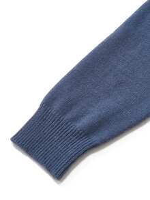 Balvessa Sweater Wanita Gaya Prancis Kerah Tinggi Kancing Buatan Tangan untuk Rumah & Luar Ruangan - Biru - View 6