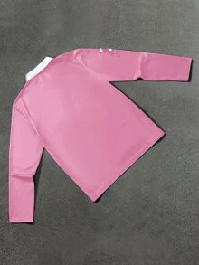 STYNVO 男士長袖鈕扣式字母與數字圖案 Polo 衫 - 粉色 - 查看 2