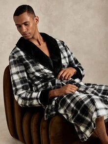 EverLounge Men's British Style Plush Plaid Robe - Multicolor - View 1