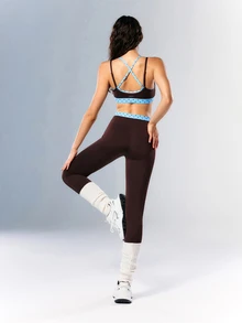 VARSIVA Women's Polka Dot Print Colorblock Tank Top And Leggings Sports Set - Multicolor - View 8
