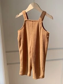 SHEIN 男嬰卡通熊圖案吊帶連身褲 多功能舒適款 - 棕色 - 查看 2