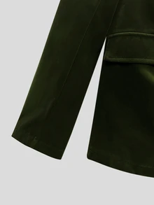 SHEIN Autumn/Winter Women's Luxury Velvet Suit Set, Double-Breasted Waist-Cinching Blazer & Flared Pants Two Pieces Outfit, Suitable For Party, Banquet, Gathering, Professional Commute Style And More Occasions - Olive Green - View 6
