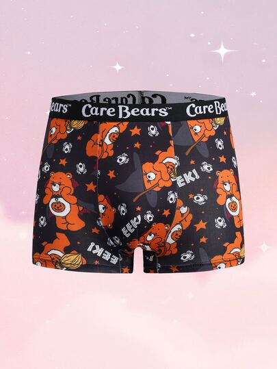 SHEIN X Care Bears Men's Letter Waistband Cartoon Print Casual Boxer Briefs