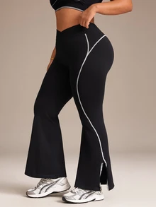 SHEIN Rhythm Era Seamless High Elasticity Women Plus Size Sports Leggings - Black - View 5