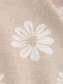 SHEIN Baby Girls Knit Sweater Dress, Lapel Floral Knit Dress - Apricot - View 7