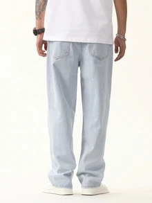 QuarKem Men's Street Style Casual Blue Denim Jeans - Light Wash - View 2
