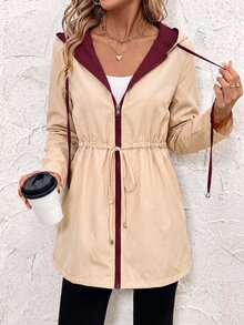 SHEIN Clasi 女款豹紋可反穿連帽夾克外套 - 乾枯玫瑰色 - 查看 5