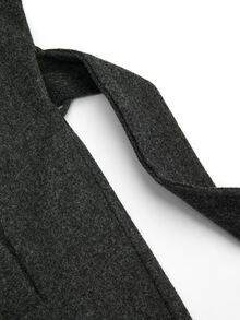 SHEIN Sweetro معطف طويل فضفاض للنساء بمقاس كبير، بياقة فرو وأكمام طويلة وأزرار مزدوجة، بطراز كوري - رمادي غامق - مشاهدة 3