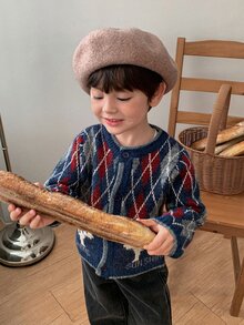 DAZY Infant Boys Casual Plaid Long Sleeve Korean Style Autumn/Winter Cardigan - Grey - View 1