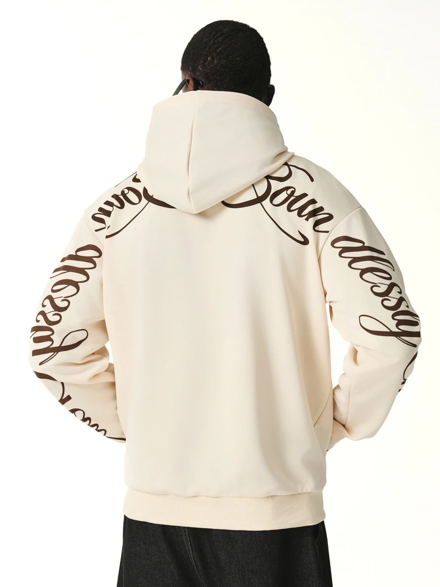 STYNVO Men's Letter Graphic Casual Everyday Hoodie - Apricot - View 1