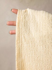 Boho Mama فستان أنيق ضيق مجعد بأكمام طويلة وياقة دائرية بلون موحد للحوامل - لون مشمشي - مشاهدة 11