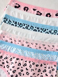 Girl Pink Leopard Print Combination Panties 7pcs Set - Multicolor - View 6