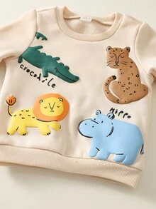 SHEIN 男女嬰兒/幼兒 3套組 秋冬保暖內裡休閒可愛拼接運動衫套裝，嬰兒冬季套裝，聖誕款 - 酒紅色 - 查看 5