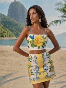 CAJUNI Paisley Daffodil Top And Skirt Coord - Yellow - View 5