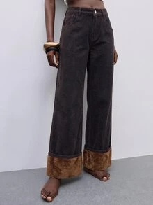 Maija Celana Jeans Longgar Kancing Serbaguna untuk Wanita, Cocok untuk Pemakaian Sehari-hari - Dark Wash - View 4