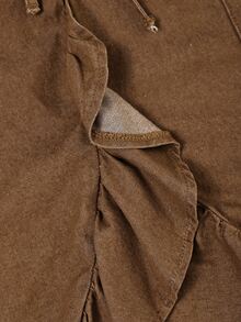 Sweetra Women's Ruffle Pleated Casual Versatile Denim Skirt - Brown - View 4