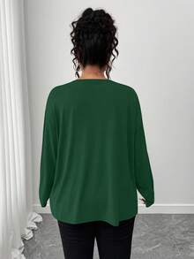 SHEIN LUNE CURVE Plus Size Casual Round Neck Long Sleeve Embroidered T ...