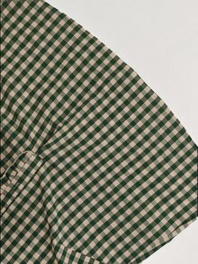 Linhara 大尺碼女款秋季荷葉邊綠色格紋度假休閒 1920 年代復古風上衣，綠色格紋格紋上衣 度假生日穿搭 - 彩色 - 查看 4