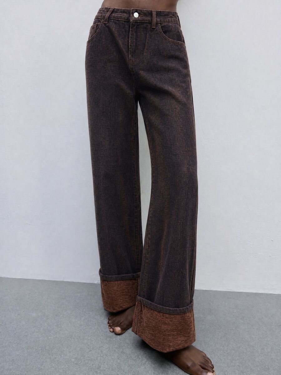 Maija Celana Jeans Longgar Kancing Serbaguna untuk Wanita, Cocok untuk Pemakaian Sehari-hari - Dark Wash - View 1