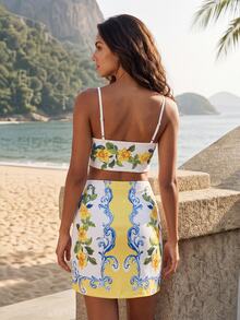 CAJUNI Paisley Daffodil Top And Skirt Coord - Yellow - View 2
