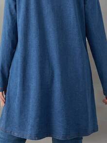 LUMIGAL Women's Casual Daily Denim Long Sleeve Open Front Jacket - Blue - View 5