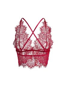 AltBold Black & Red Wire-Free French Lace Women's Backless Bra Set, 2pcs - Multicolor - View 6