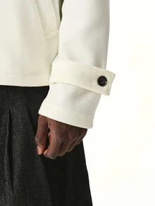 STYNVO Men's Versatile Elegant Long Sleeve Pocket Overcoat - Beige - View 6