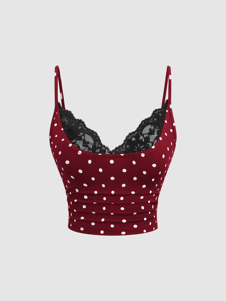 Sweetra Atasan Tank Pendek Wanita Model Seksi Modis dengan Potongan Rendah, Leher V, Tali Bahu Tipis, dan Punggung Terbuka, Cocok untuk Musim Semi, Musim Panas, dan Musim Gugur. - Burgundy - View 1
