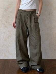 DAZY Women's Straight Leg Belt Decor Casual Denim Jeans - Army Green - View 5
