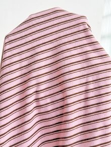 SHEIN 孕婦條紋哺乳長袖上衣與可調腰圍長褲休閒日常兩件套 秋季 - 粉色 - 查看 7