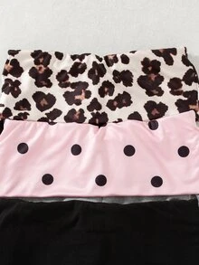 Setelan 3 Potong untuk Anak Perempuan Remaja, Atasan Lengan Panjang Berkerut Kerah Bulat Warna Polos Hitam dengan Celana Panjang Model Flare Elastis Warna Kontras, Aneka Warna, Musim Gugur - Merah - View 6