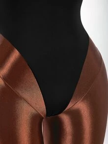 Amplova Women's Solid Color Deep V-Neck Sleeveless Sexy Bodysuit - Black - View 8