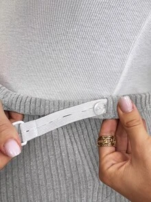 SHEIN 孕婦休閒可調腰圍護肚舒適長褲 - 淺灰色 - 查看 6