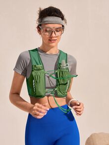 Exploreva Exploreva Women's Adjustable Placket Cropped Outdoor Vest - Green - View 8