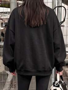 復古氛圍 NY 字母圖案，青少年女孩圓領休閒落肩衛衣與修身內搭褲兩件套，秋冬穿搭，街頭風，休閒校園風，美式復古，Y2K 童裝，韓系童裝，美式高中校園風，字母印花，奶牛圖案套裝，寬鬆運動套裝 - 彩色 - 查看 6
