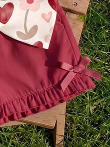 Young Girl Casual Fashion Cute Flutter Sleeve Round Neck Top Suitable For Spring Summer - Multicolor - View 4