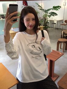 Dazy Tall Rocking Horse & Slogan Graphic Drop Shoulder 2 In 1 Tee - White - View 9