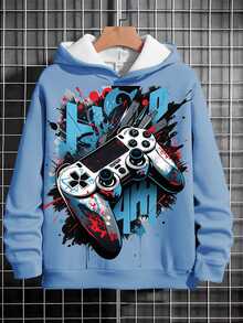 Tween Boy Sweatshirt, Cool Graffiti Colorful Game Console Pattern, Comfortable Casual Campus Sports Style, Suitable For Spring & Autumn Outdoor Activities, Tween BoysSweatshirt - Multicolor - View 1