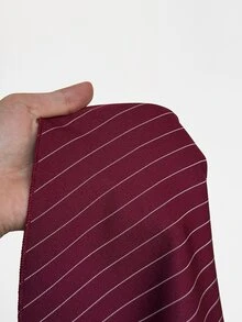Maweii Plus Size Sexy Burgundy Striped Asymmetrical Hem Blazer And Pants Set - Burgundy - View 7