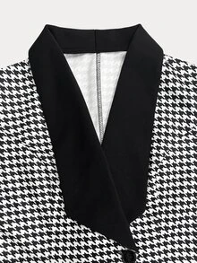 SHEIN Raffinéa Women's Elegant Daily 2 Pieces Set Blazer & Straight Leg Trousers Outfit, Contrast Color Collar Slimming Fashion Suit Fall Winter Office Commuter - Black - View 5