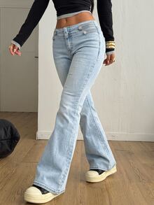 Muchica Women's Button Casual Daily Wear Denim Jeans - Medium Wash - View 5