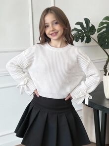 SHEIN Tween Girl Tween Girl White Autumn Casual School - White - View 4