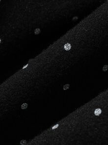 DAZY Tween Girl Polka Dot Print Asymmetric Collar Long Sleeve T-Shirt - Black - View 9
