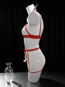 Dansine Sexy Red & White Nurse Cosplay Lingerie Set, 2-Piece - Red - View 3