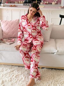 SweetSlumber PJS8 Women's Satin Digital Print Pajama Set - Multicolor - View 5