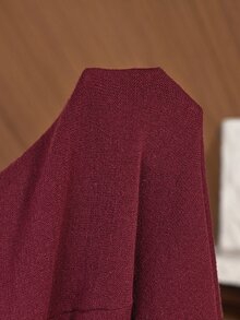 Lacomfia Plus Size Twisted Knit Elegant Minimalist Polar Fleece Dress - Burgundy - View 6