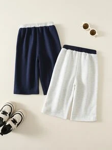 SHEIN 2PCS Baby Boys Bottoms - Navy Blue - View 2